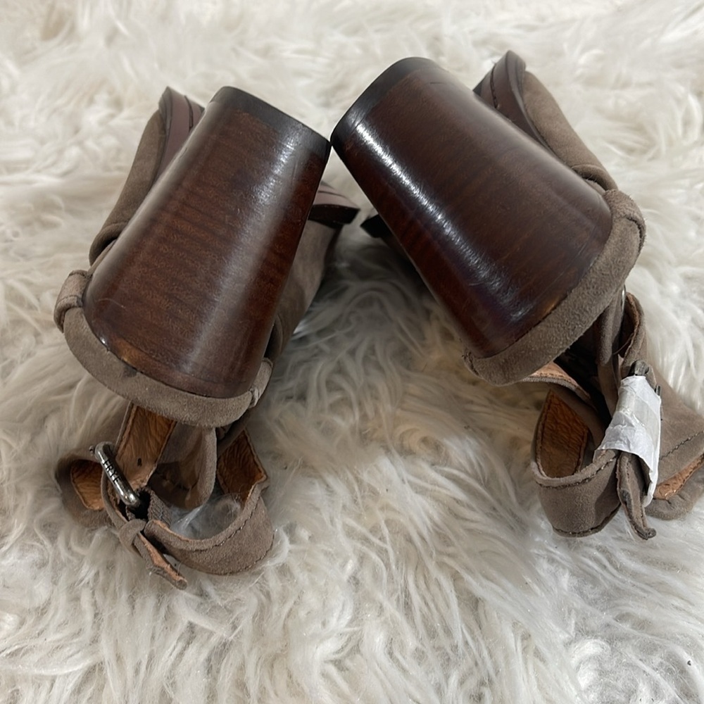 FRYE Dani Shield Sling Peep-Toe Ankle Boot Dark Taupe Booties Leather Size 6 NEW - Picture 10 of 16